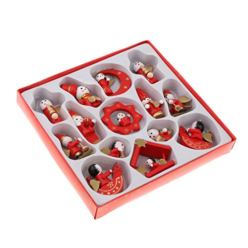 Decoração de Natal de Madeira Pendurado Árvore de Natal de Pingente - 14PCS 456