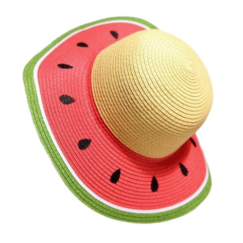 VOSAREA Sun Watermelon Wide Brim Straw Hat for Women and Girls Lightweight Travel Cap Fruit Design for Outdoor Activities and