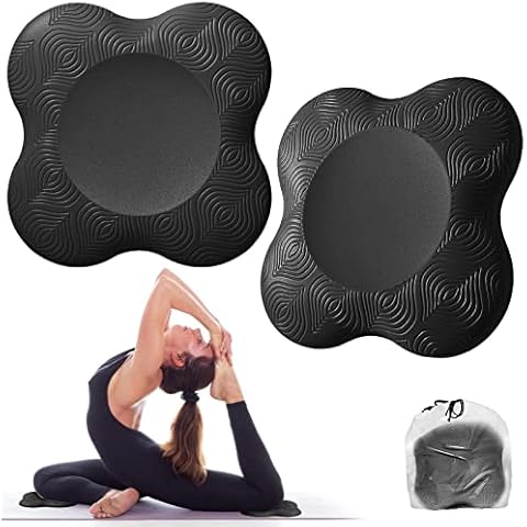 Bigmeda 2PCS Yoga Knee Pad,Non-slip Yoga Mats for Women Kneeling Support for Yoga Comfortable & Lightweight Yoga Knee Pads Cushion for Knees, Hands, Wrists, and Elbows (Black) Cover