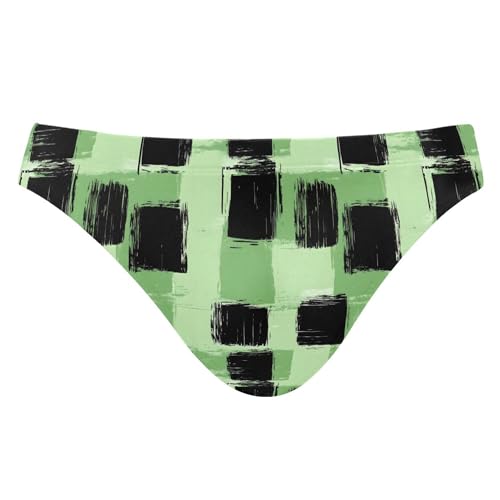 Mens Swim Briefs Green Black Buffalo Check Plaid Swimwear Bikini Swimsuit XL B0403478