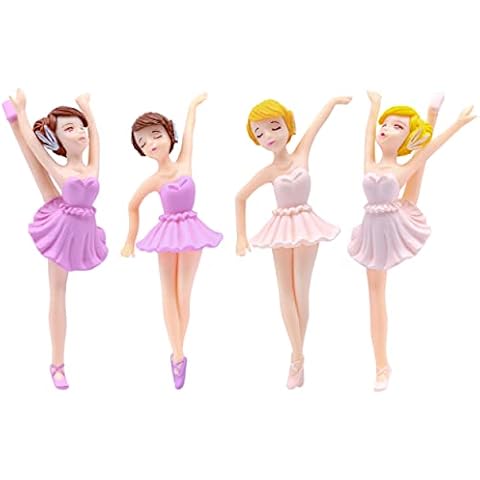 4Pcs Ballet Dancer Cake Topper Ballerina Girl Ornaments Dancing Girl Cake Topper Statue Perfect for Birthday Party Baby Shower Wedding Festival Decoration Cover