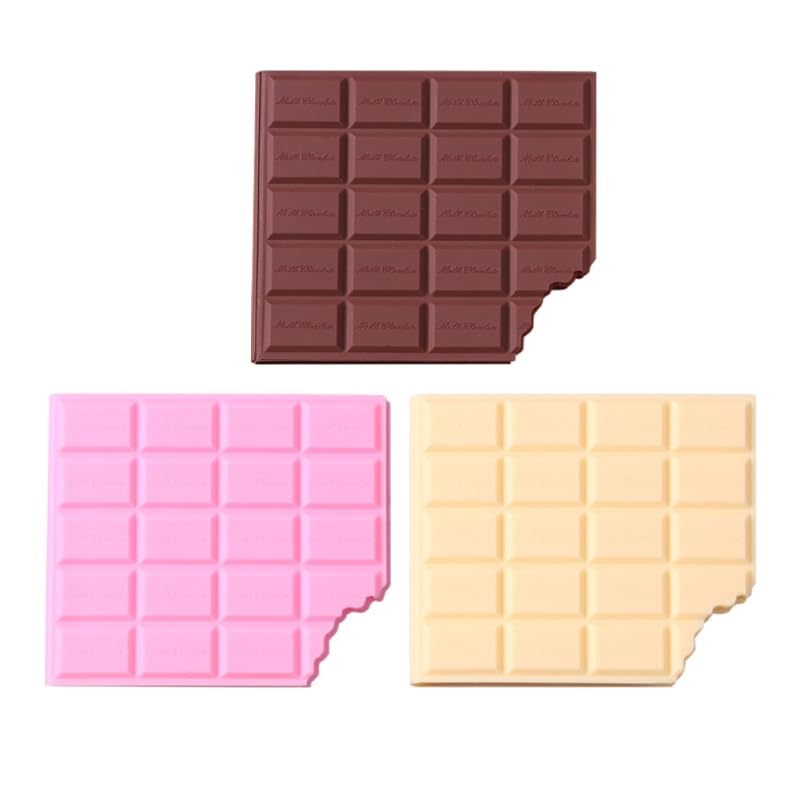 SHERCHPRY 3pcs Creative Chocolate-shaped Memo Pads Set, Portable Handy Notepad with Chocolate Brown, Beige, and Pink Colors for School, Office, and Home Use