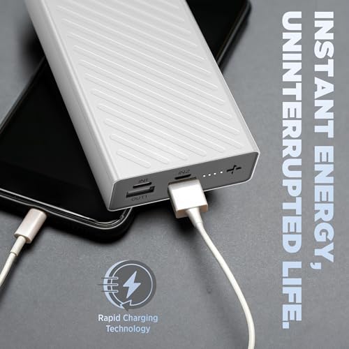 Image of Intex Core 20K Poly 20000mAh Power Bank with 12W, Dual USB Output, Type-C & Micro Input, LED Indicator, Multi-Layer Protection, Portable Charger for Smartphones & Tablets (White)