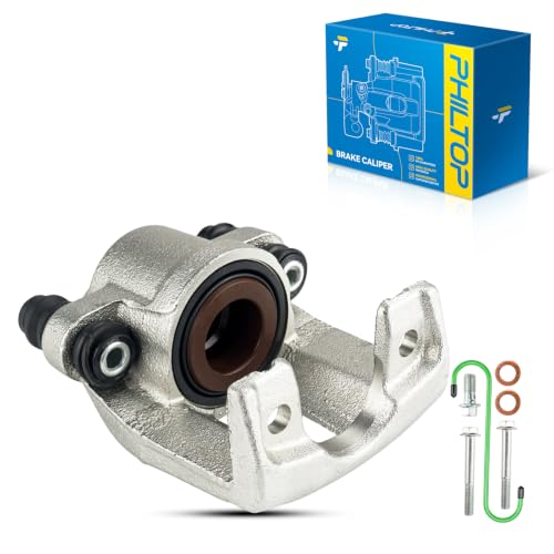 Image of PHILTOP Rear Right Brake Caliper for Nissan Titan Armada, INFINITI QX56 | Silver ductile iron caliper with zinc plating and installation hardware. Replaces OE 440017S000, 192949