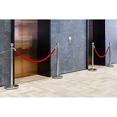 Juvale Set Of 2 Red Velvet Stanchion Rope With Polished Silver Chrome Plated Hooks, Thick Barriers For The Red Carpet, Red Carpet Ropes And Poles Crowd Control (5 Feet) #TOP2