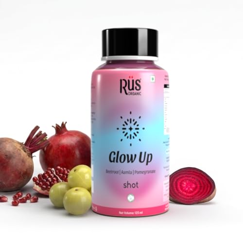 Image of Rus Organic Beet Pomegranate Amla Wellness Drink | Skin Glow & Antioxidants | 125ml x 4 | Cold Pressed | No Preservatives