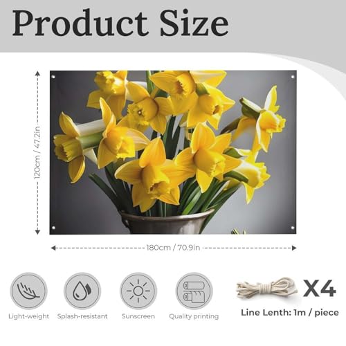 Bannière résistante aux intempéries motif jonquilles en polyester durable de qualité