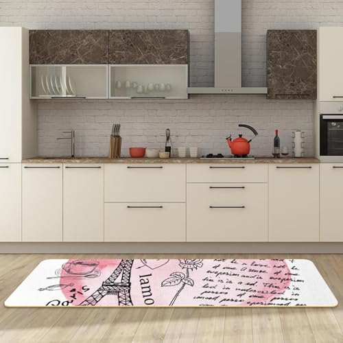Tapis de cuisine Tour Eiffel antidérapant aux finitions soignées lot de 2 - 3