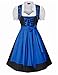 SCARLET DARKNESS Damen Trachtenkleid 3tlg Kleid, Bluse, Schürze Damen Knielang Dirndl Kleid für Oktoberfest Trachtenkleid S Schwarz und Königsblau#2116