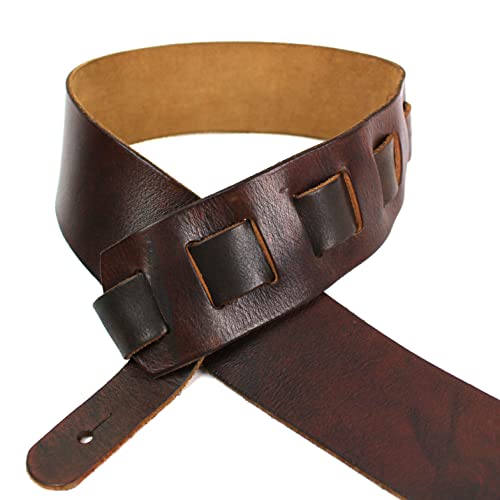Walker & Williams S-02 Sangle de guitare en cuir italien ultra épais et souple avec finition robuste Marron whisky - Les Beatles, Paul McCartney, John Lennon, RIngo Starr, George Harrison Walker & Williams S-02 Sangle de guitare en cuir italien ultra épais et souple avec finition robuste Marron whisky – Image 4