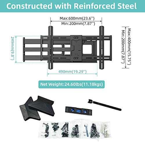 Hcmounting TV WALL MOUNT For 42-80 Inch Tvs, Full Motion With 43 Inch Extension Articulating Arms thumb #7
