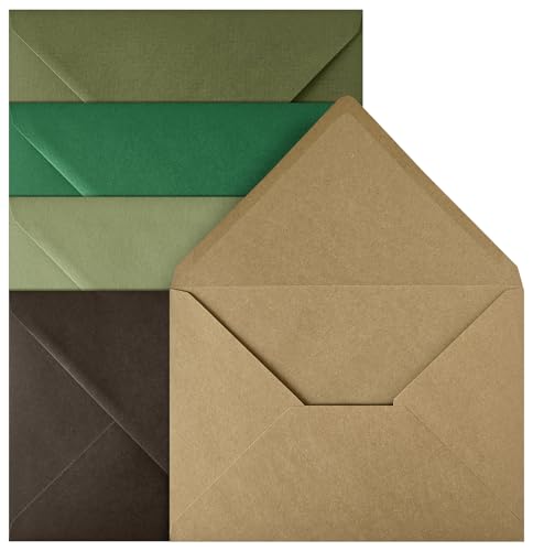 Netuno 20 farbige Umschläge Erdtöne DIN C5 16,2 x 22,9 cm Set elegante Briefumschläge C5 Briefhüllen bunt Mix Briefkuverts für A5 Karten Einladungen Geburtstag Hochzeit Grußkarten Postkarten