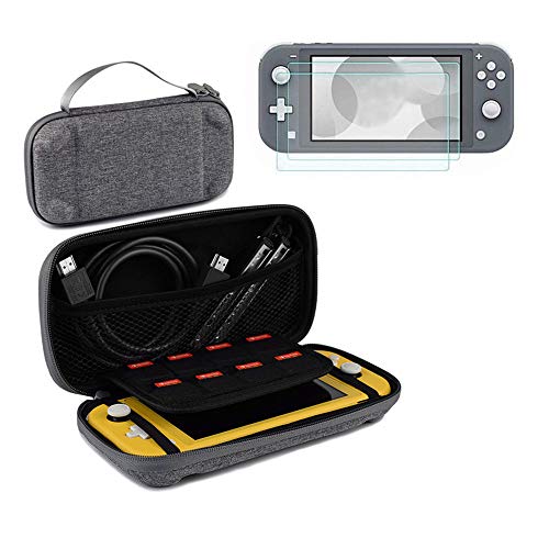 Preisvergleich Produktbild Feicuan Transporttasche für Nintendo Switch Lite 2019,2 Paket, Displayschutzfolie, weiche Abdeckung für die Konsole, Transporttasche für 8 Spiele für NS Lite Zubehör