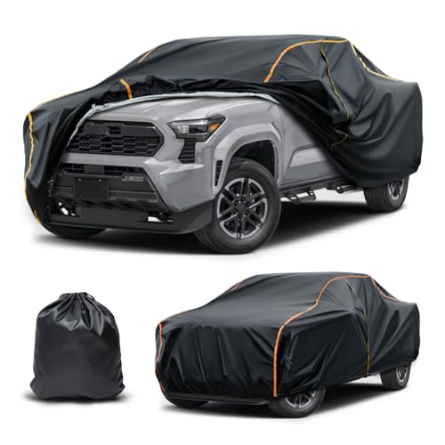 LJKryptovolaris Car Cover Compatible with Toyota Tacoma Waterproof All-Weather Protection Spunlace Cotton PEVA Truck Cover with Zipper Door