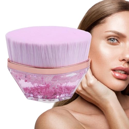 SHZONS Flat Top Foundation Brush, Portable Flat Top Soft Natural Finish Foundation Brush Set, Traceless Hexagon Makeup Necessities, Liquid Cosmetic Tools For Professionals Beginners
