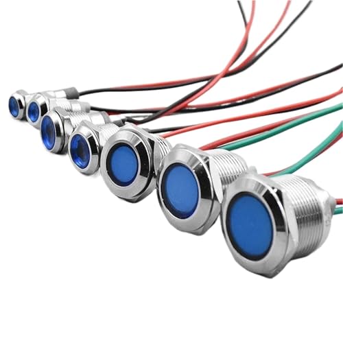 Cable de luz LED azul de 6mm y 220V con piloto de metal resistente al agua
