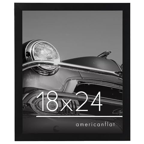 Americanflat 18x24 Poster Frame with Polished Plexiglass - Black Picture Frame with Engineered Wood - Epic Collection - Wide Photo Frame for Wall Display Cover