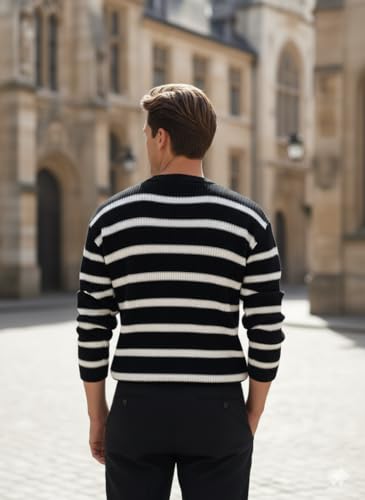 Image of Pivl Men's Winter Round Neck Striped Sweater