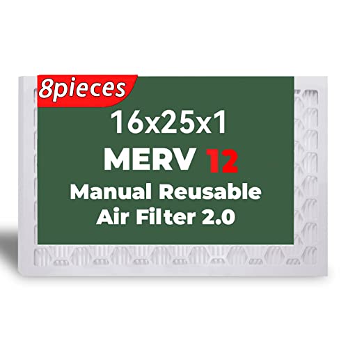 16 x 25 x 1 AC Ofenluftfilter, 1 Rahmen + 8 Stück, MERV 12 plissierter Luftfilter Ersatz (tatsächliche Größe: 39, 8 x 62, 7 x 2 cm)