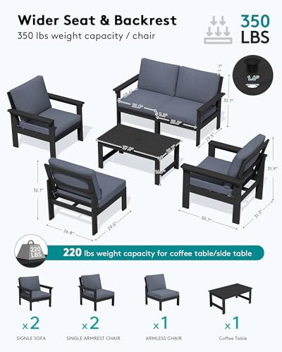 Image of SERWALL HDPE Outdoor Patio Furniture Set with Coffee Table