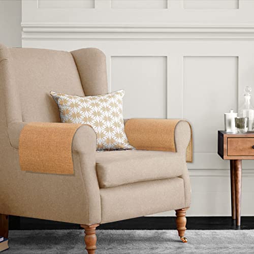 Joywell Thick Linen Armrest Protector Cover For Recliner Anti-Slip Armchair Slipcover For Living Room Couch Loveseat Sofa Arm Protector For Pets, Cats, Set Of 2, Orange Ochre #TOP5