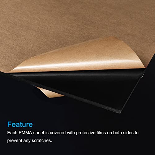 Image of MECCANIXITY PMMA Acrylic Sheets Colored Non Transparent 12 x 6 Inch Black for Glass, DIY, Painting, Art Craft