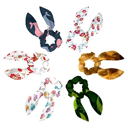 Chouchous en velours lot de 6 avec oreilles de lapin motif renard bleu