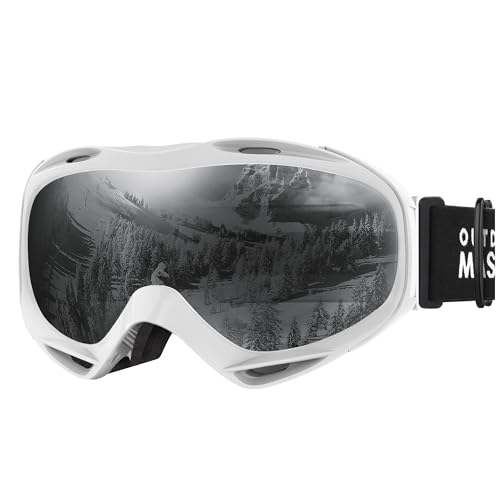 Image of OutdoorMaster OTG Ski Goggles - Over Glasses Ski /Snowboard Goggles for Men, Women & Youth - 100% UV Protection (White Frame + VLT 11% Polarized Black Lens)