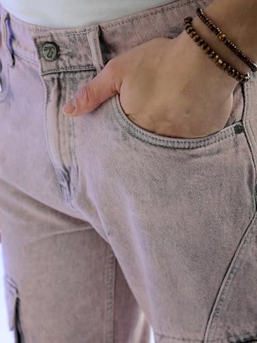Image of The Indian Garage Co Men Relaxed Fit Solid Mid-Rise Cargo Denim