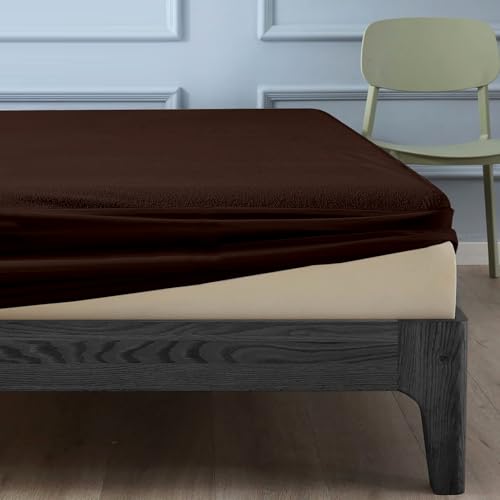 Image of Divine Casa 100% Waterproof Terry Cotton Mattress Protector for King Size Bed, Soft & Breathable Cover with Elastic Fitted Skirt for Home & Hotel Use (72 x 78 Inches, Coffee)