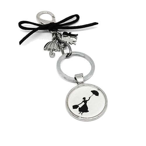 Portachiavi a tema Mary Poppins con charm e fiocco