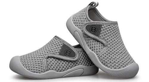 TUOTOM Toddler Tennis Shoes Boys Girls Lightweight Breathable Barefoot Shoes Wide Kids Slip On Sneakers