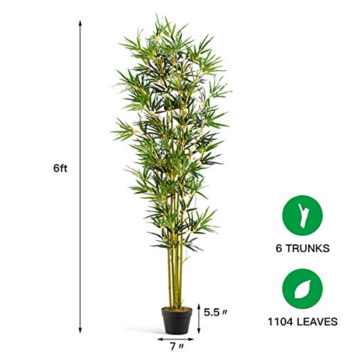 image for Goplus Fake Bamboo Tree Artificial Greenery Plants in Nursery Pot Deco