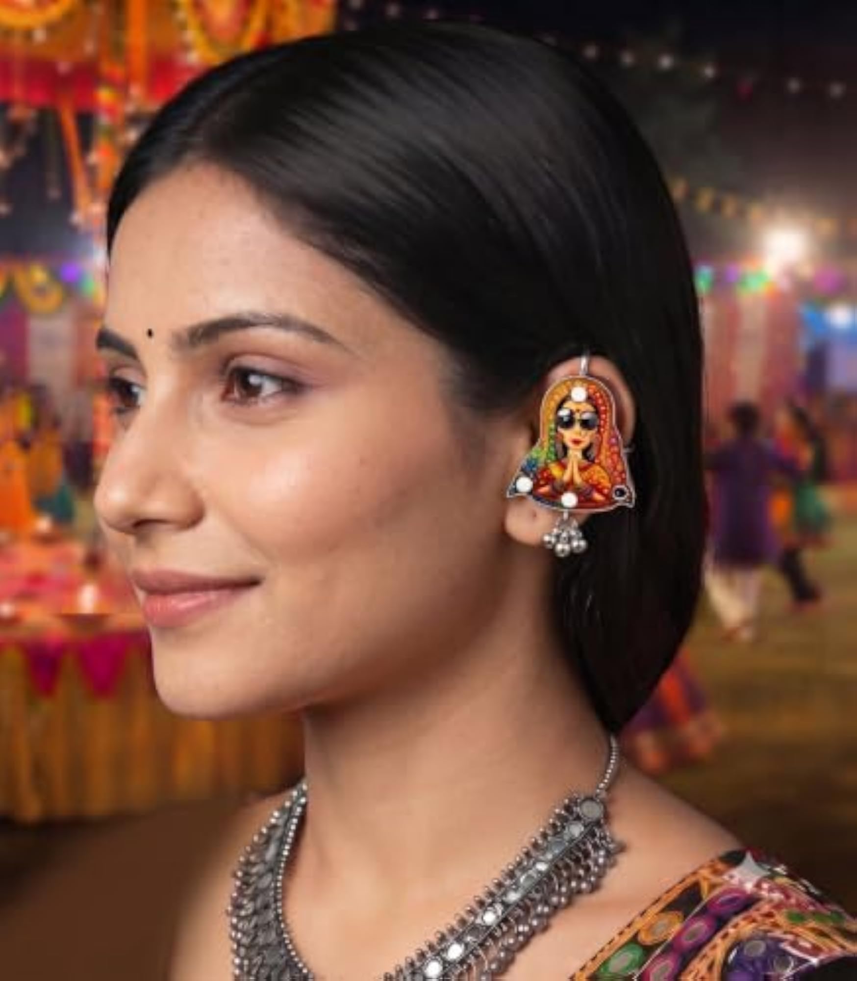 Navratri Special Oxidised Rajasthani Couple Ear Cuffs