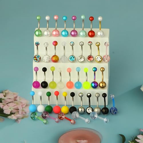 42-12Pcs 14G Surgical Stainless Steel Belly Button Rings for Women hypoallergenic Simple Acrylic Glow In Dark Cute Belly Rings Navel Piercing Jewelry Pack for Women4
