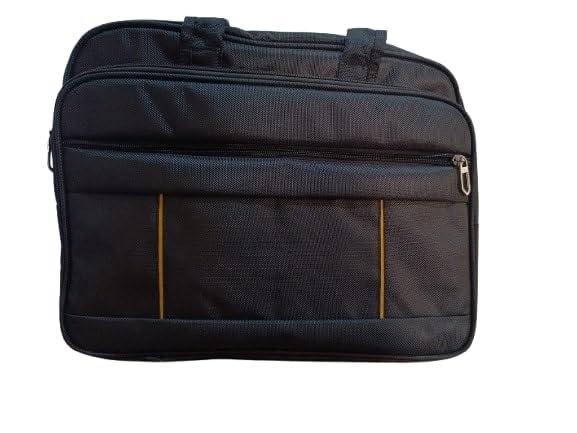 Lightweight Black Laptop Bag with Front Pocket and Handles for Office, Travel, and Business Use