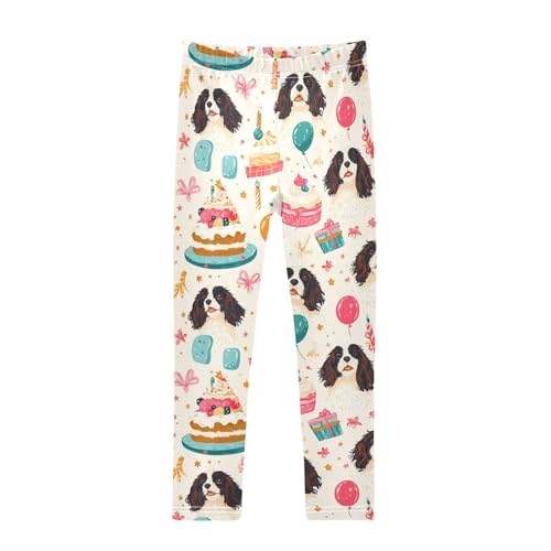 Spaniel Dogs Girls Leggings,Workout Leggings for Girls Toddler Athletic Leggings Size for 3-10T