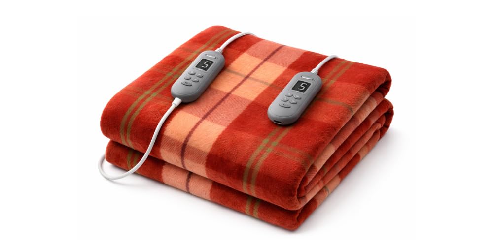 Bell electric blankets - Double Bed Electric Blanket- 10 Years Warranty - Heating Bed Warmer with 4 Heat Settings- Size (150cms x 150 cms) - Sock Proof King Size (Check Multicolour, Wool)