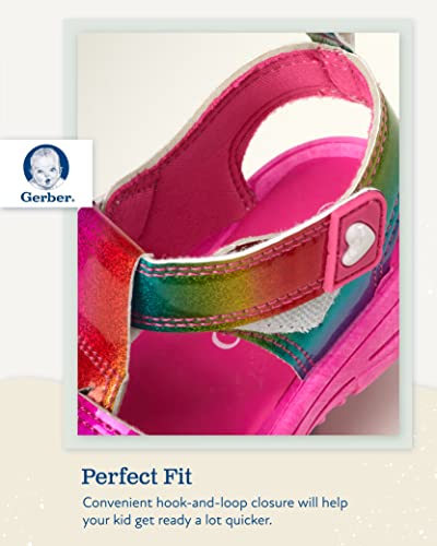 Gerber Baby Girls' Sandals - Closed Toe Summer Sports Sandals (Infant/Toddler), Size 10 Toddler, Rainbow Glitter #TOP2