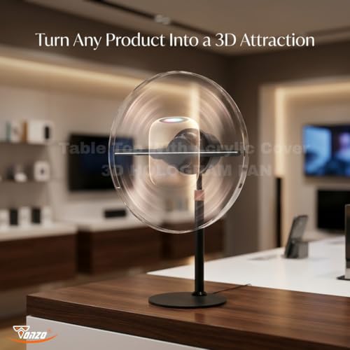 Image of TONZO 3D Hologram Fan 32cm Table Top & Wall Mount Advertising Display with Acrylic Cover, 234 LED for Shop, Home decor, Party, Event, Festival & Gifting Purpose|1 Year Warranty