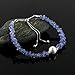 CRYSTALIS Natural Tanzanite Beads Slider Bolo Bracelet with Elegant Pearl, High Grade Nuggets Crystal, Chakra Healing Gemstone, Gift Giving Women Jewelry, 925 Sterling Silver Slider 10 inch