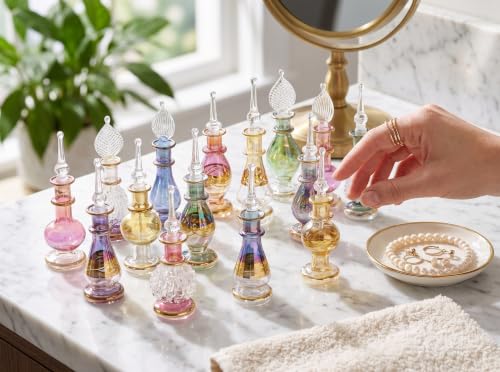 NileCart Egyptian Perfume Bottles 6 Pack 2" Hand Blown - image 2