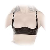 Ledapol 475-LE Leder-Dessous Büsten-Hebe Leder BH busenfrei ouvert, 42 schwarz