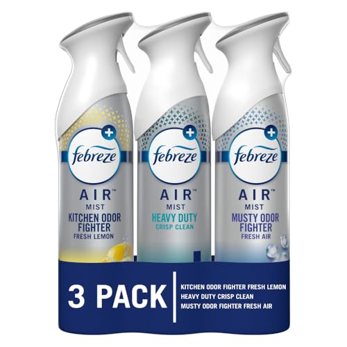 Febreze Air Freshener Spray, Odor-Fighting Room Spray, Heavy Duty Bundle, Heavy Duty Kitchen, Heavy Duty Crisp Clean, Musty Odor Fighter Scent Mix, 8.8oz, 3 Count