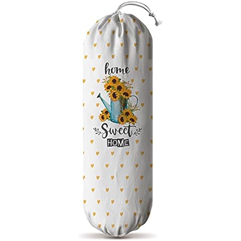 Hglian Grocery Bags Storage Dispenser,Wall Mount Plastic Bag Holder,Garbage Shopping Trash bags Holder Organizer,Cut Sunflower Home Kitchen Decor,Gifts for Mom Grandma Wife Friends Cover