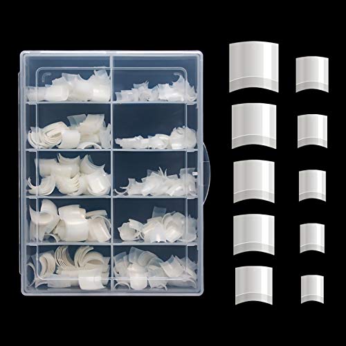 AORAEM Short Nail Tips Half Cover,Natural Lady French Acrylic Artificial Fake Half Nail with Box(Natural-500)