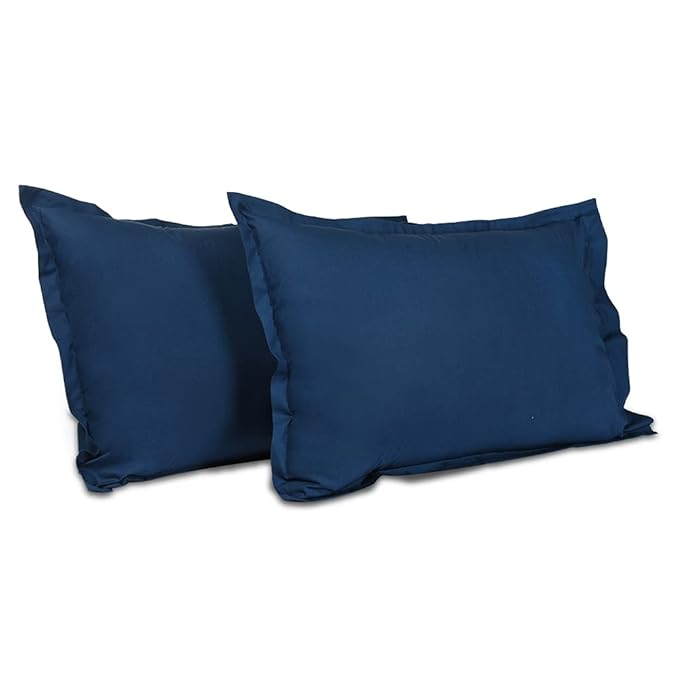 Wakefit 100% Cotton 200 TC Pillow Cover, Standard - 18 x 27 inches, Navy Blue, 2 Pieces