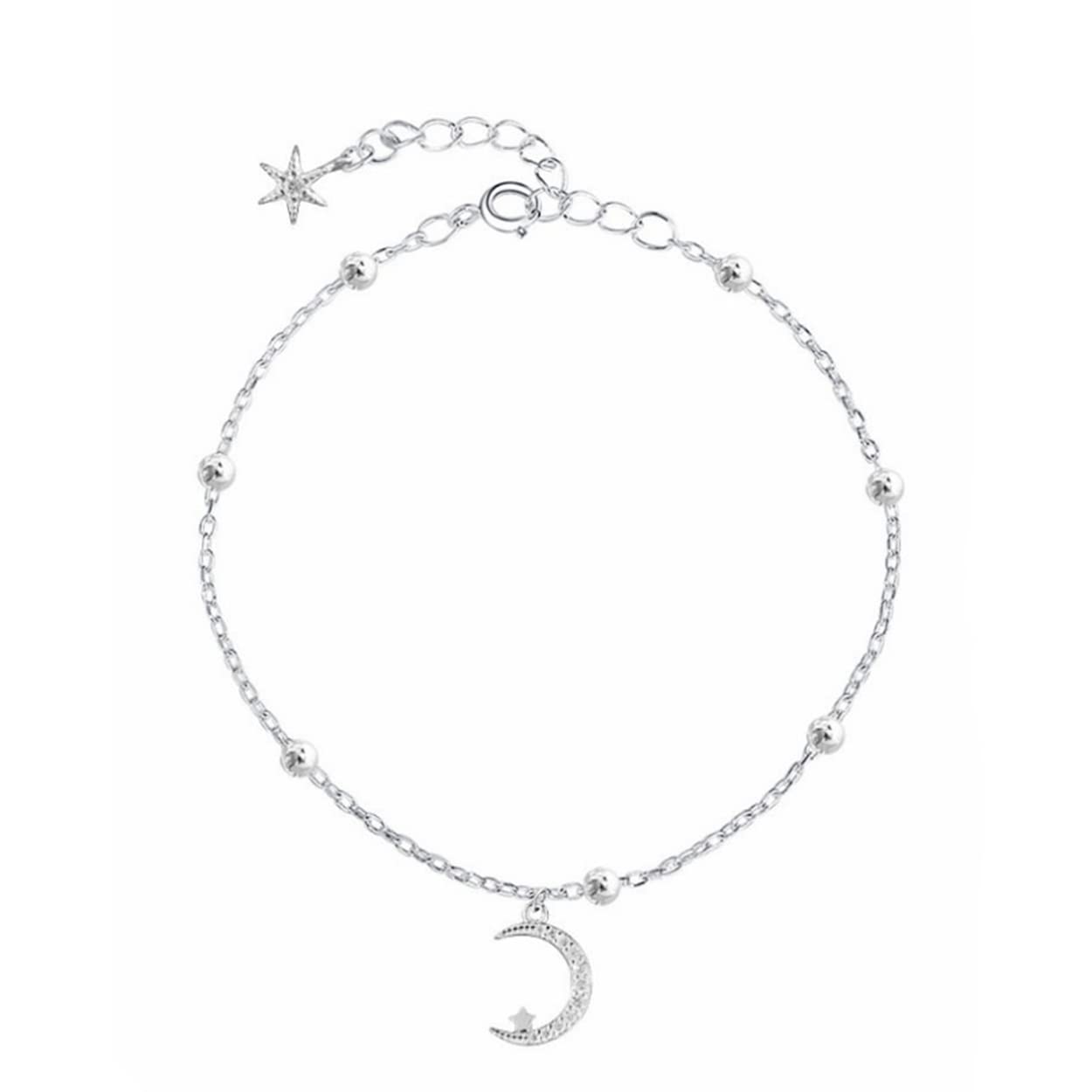 Lmjnl Women's Silver 925 Sterling Romantic Zircon Moon Star Bracelet For Girl Gift Pulseras Party Gift