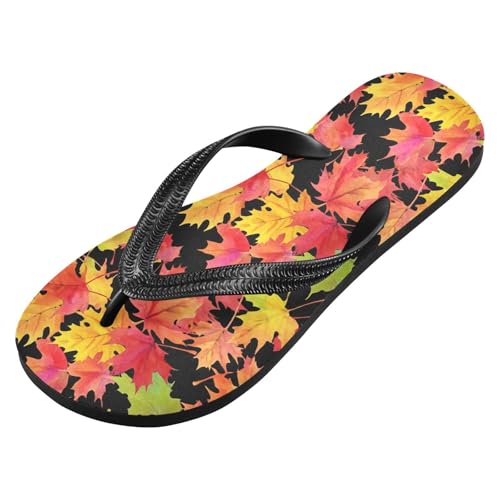 Maple Leaf Black Flip Flops for Beach Thong Sandals Anti-slip Lightweight Beach Shoes for Indoor Outdoor House2