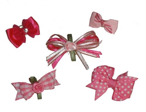 A Pets World Lilly's Five Favorite Pink Dog Bows with Elastic